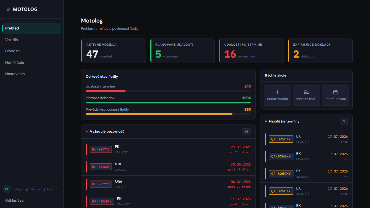 Motolog Dashboard